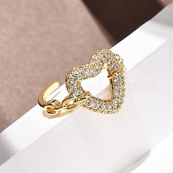 Brass Micro Pave Cubic Zirconia Cuff Open Rings&nbsp;RJEW-F204-07A-G01