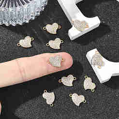 SHEGRACE Brass Micro Pave Clear Cubic Zirconia Connector Charms&nbsp;XGRQ3K054-563G
