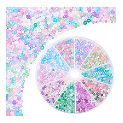 10 Setes 10 Colors Transparent Frosted Glass Round Seed Beads&nbsp;GLAA-PH0003-44B