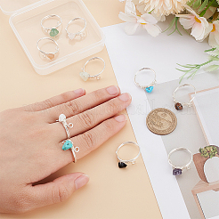 10Pcs Natural & Synthetic Gemstone Finger Rings&nbsp;RJEW-HY00005