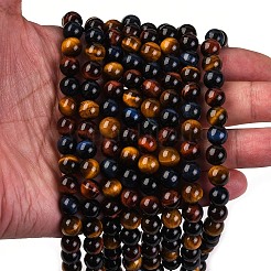 Natural Tiger Eye Beads Strands&nbsp;G-L446-02-8mm
