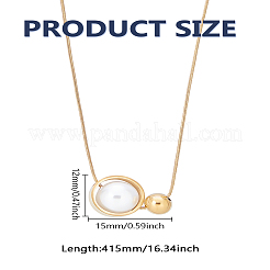 1Pc Stainless Steel ABS Imitation Pearl Round Pendant Necklaces for Women&nbsp;NJEW-LP0002-90