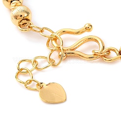 Brass Grooved Rondelle Beaded Bracelets for Women&nbsp;LS-BJEW-G711-09G