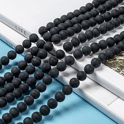 Grade A Natural Black Agate Beads Strands&nbsp;G447-4