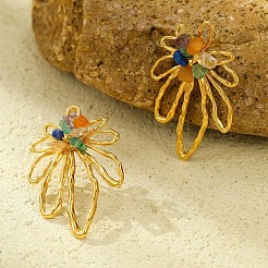 304 Stainless Steel Flower Stud Earrings&nbsp;FS-WG4A170-01