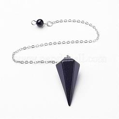 Natural Dyed & Heated Black Agate Hexagonal Pointed Dowsing Pendulums&nbsp;G-D847-02