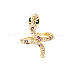 Brass Micro Pave Cubic Zirconia Cuff Open Rings&nbsp;RJEW-P186-03G