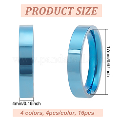 16Pcs 4 Colors 201 Stainless Steel Plain Band Rings Set for Women&nbsp;RJEW-BC0001-02