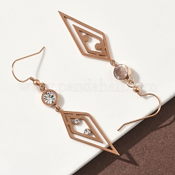 304 Stainless Steel Rhombus Dangle Earrings&nbsp;EJEW-Z129-10RG