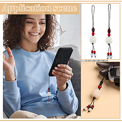 2Pcs 2 Colors Imitation Bodhi Resin Lotus Mobile Straps&nbsp;AJEW-FG0006-09