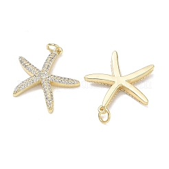 Brass Micro Pave Clear Cubic Zirconia Pendants&nbsp;KK-C257-03G