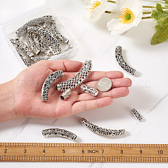 20Pcs 10 Style Tibetan Style Alloy Tube Beads&nbsp;TIBEB-CD0001-06AS
