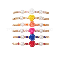6Pcs Glass Seed Bead & Resin Braided Beaded Bracelets&nbsp;BJEW-MZ00307