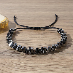Synthetic Non-magnetic Hematite Beads Braided Bead Bracelets for Men&nbsp;YR7189