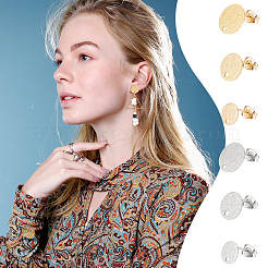 36Pcs 6 Styles 304 Stainless Steel Stud Earring Findings&nbsp;STAS-UN0056-38