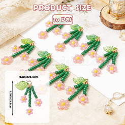 10Pcs Glass Seed Beaded Flower Pendants&nbsp;PALLOY-SZ00069