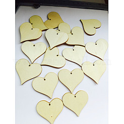 Unfinished Wood Heart Shape Discs Slices Pendants&nbsp;WOCR-PW0001-016B