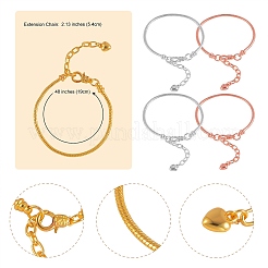 6Pcs 3 Color Brass Snake Chain Bracelets Set for Girl Women&nbsp;BJEW-SZ0001-80