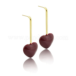 Brass Heart Dangle Stud Earrings&nbsp;LS-EJEW-A121-19B-02