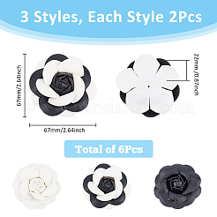 6Pcs 3 Colors PU Leather Artificial Flower Ornament Accesories&nbsp;FIND-FH0009-86