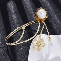 Lotus Alloy Arm Cuff Bangles for Girl Women&nbsp;AJEW-A063-01J-G