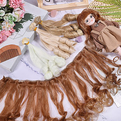 4Pcs 4 Colors High Temperature Fiber Long Flat Curly Hairstyle Doll Wig Hair&nbsp;DOLL-GL0001-04D