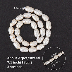 3 Strands Natural Cultured Freshwater Pearl Beads Strands&nbsp;PEAR-NB0002-25