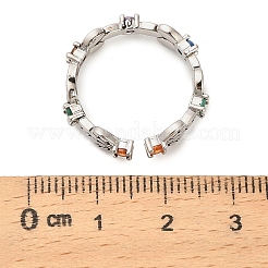 Brass Micro Pave Cubic Zirconia Open Cuff Rings&nbsp;RJEW-P169-05AS