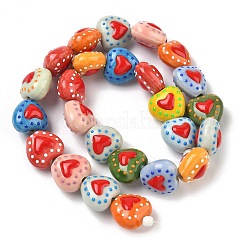 Heart Pattern Handmade Porcelain Enamel Beads&nbsp;PORC-G016-03