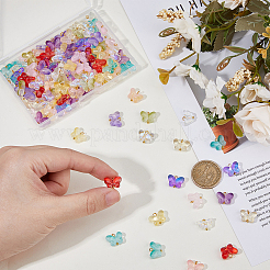 120Pcs 12 Colors Glass Butterfly Charms&nbsp;PALLOY-DC00029