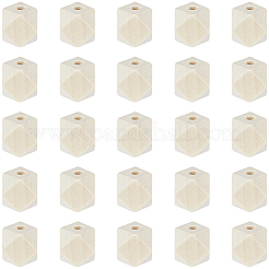 100Pcs Unfinished Wood Faceted Cube Beads&nbsp;WOOD-PA0001-75A