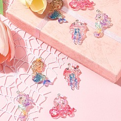 8Pcs 4 Styles Ocean Theme Transparent Resin Pendants&nbsp;CRES-FS0001-17