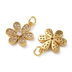Brass Micro Pave Clear Cubic Zirconia Pendants&nbsp;KK-D221-06G