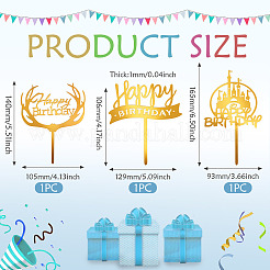 3Pcs 3 Styles Acrylic Cake Toppers&nbsp;FIND-TA0010-38B