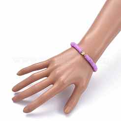 Handmade Polymer Clay Heishi Beads Stretch Bracelets&nbsp;BJEW-JB05621-01