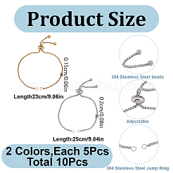 10Pcs 2 Colors Adjustable 304 Stainless Steel Bracelet Making&nbsp;STAS-GO0001-32