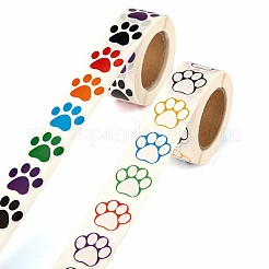 6 Rolls 2 Style Flat Round Paw Print Pattern Tag Stickers&nbsp;DIY-LS0003-54
