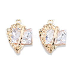 Brass Pave Clear Cubic Zirconia Pendants&nbsp;KK-N232-474LG