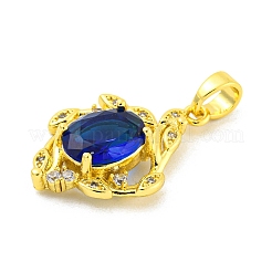 Brass Micro Pave Blue Cubic Zirconia Pendants&nbsp;KK-P263-06D-G