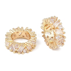 Brass Micro Pave Clear Cubic Zirconia European Beads&nbsp;KK-C142-03LG