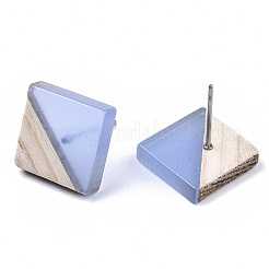 Transparent Resin & Wood Stud Earrings&nbsp;EJEW-N017-005A-A01