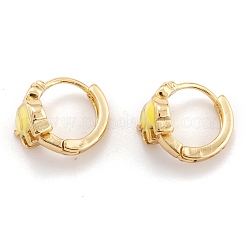 Brass Micro Pave Clear Cubic Zirconia Huggie Hoop Earrings&nbsp;EJEW-P187-D