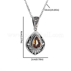 Alloy Topaz Rhinestone Pendant Necklaces&nbsp;FS-WG9981E-01