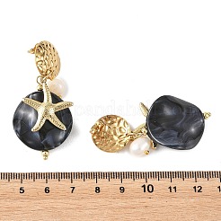 304 Stainless Steel & Acrylic & Natural Pearl Stud Dangle Earrings&nbsp;EJEW-JE07446-02