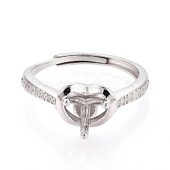 Rhodium Plated 925 Sterling Silver Micro Pave Cubic Zirconia Engagement Solitaire Ring Settings&nbsp;STER-N016-76P