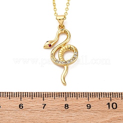 Brass Micro Pave Clear Cubic Zirconia Snake Pendant Necklaces&nbsp;LS-NJEW-S438-02B-G