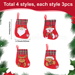 12Pcs 4 Styles Cloth Christmas Stocking Gift Bag Pendant Decoration&nbsp;FIND-SP0020-60C