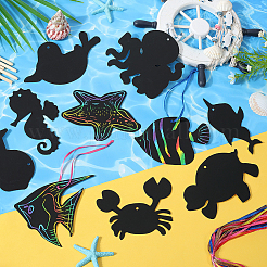 Rainbow Scratch Paper Art Pendant Decoration Kits&nbsp;DIY-WH20013-21B