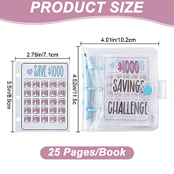 3-Ring 4 Inch PVC Mini Binder Savings Challenge&nbsp;DIY-WH0430-204C