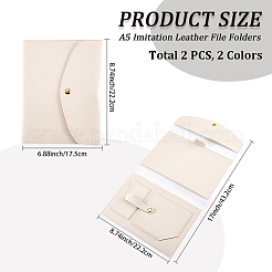 2Pcs 2 Colors Imitation Leather & Zinc Alloy File Folders&nbsp;OFST-CP0001-10B